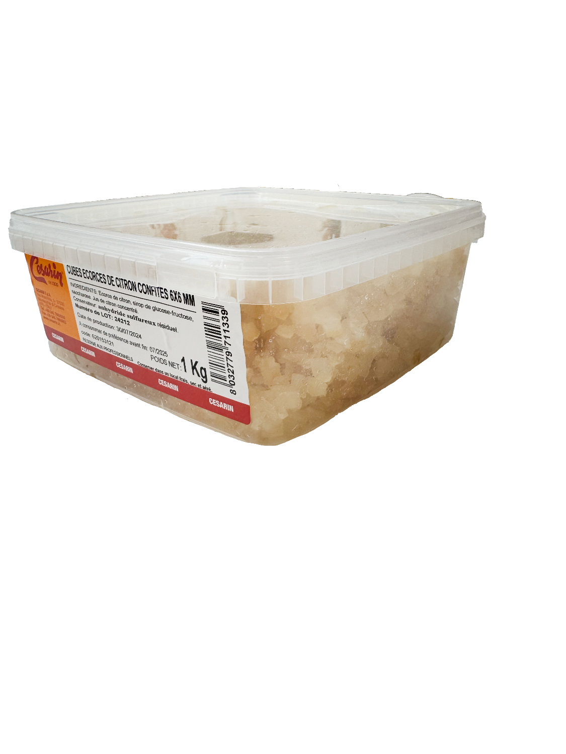 Cubes d'écorce de citron 6x6mm