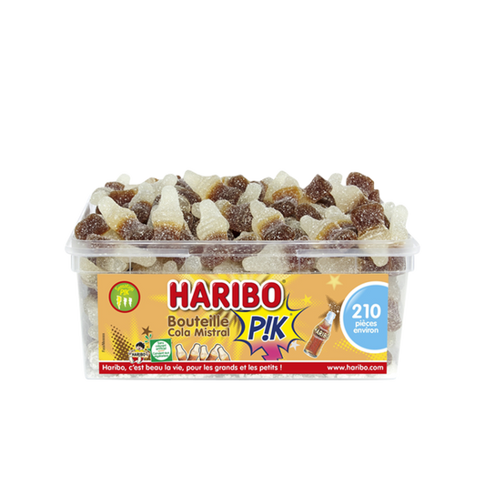 Bonbons Haribo Bouteille Cola, bonbons gélifiés en forme de bouteilles au goût cola.