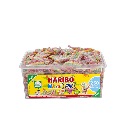 Bonbons Haribo Miami Pik, mélange fruité et acidulé de bonbons gélifiés.