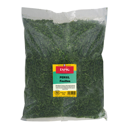 Persil sec en sachet, idéal pour assaisonner et parfumer vos plats, sauces et recettes maison.