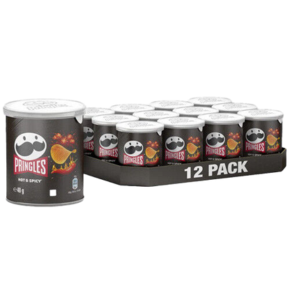 Pringles saveur épicée, chips croustillantes en tube pour snack ou apéritif.
